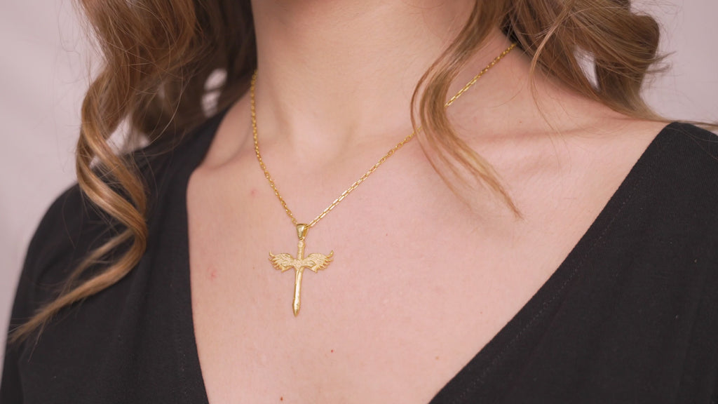 Archangel Michael Sword Charm Necklace in Silver or Gold