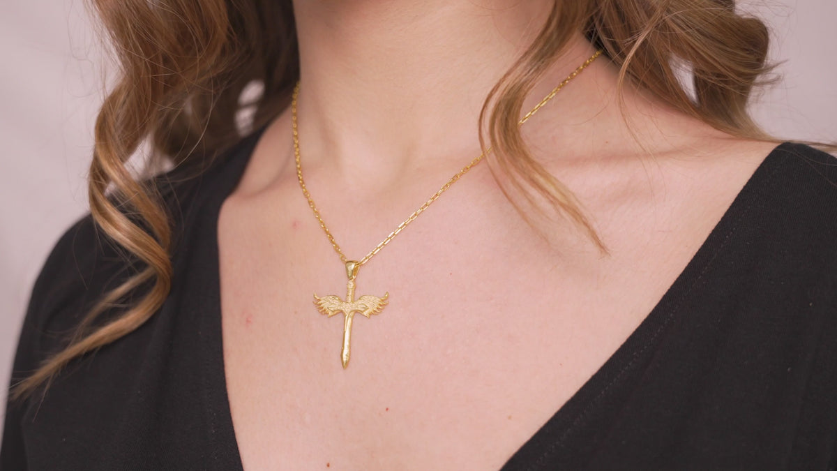 Archangel Michael Sword Charm Necklace in Silver or Gold