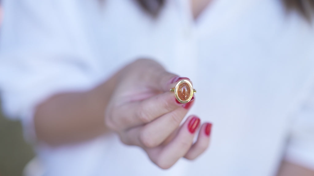 Baltic Amber Oval Bezel Ring in Sterling Silver