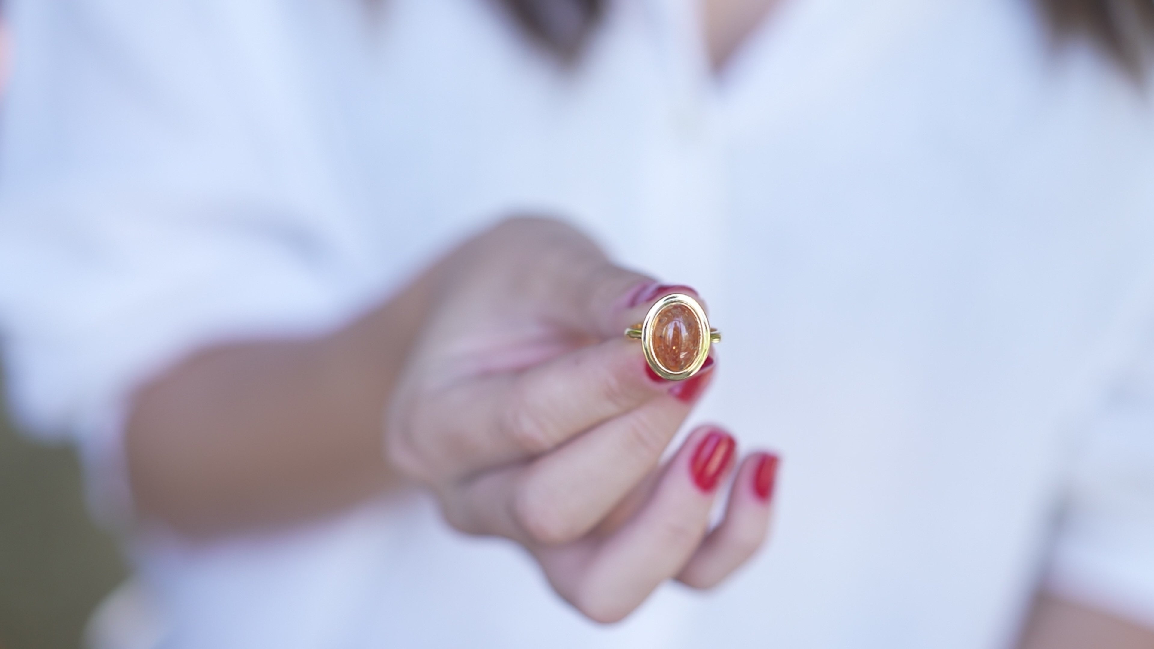 Baltic Amber Oval Bezel Ring in Sterling Silver