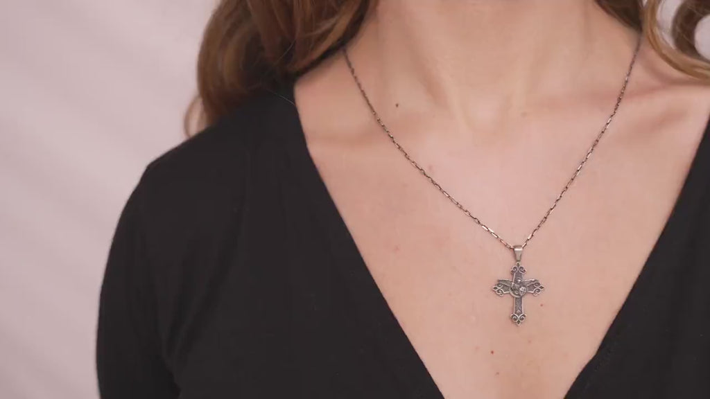 St Michael Cross Necklace, Gold Vermeil, Sterling Silver Religious Gift