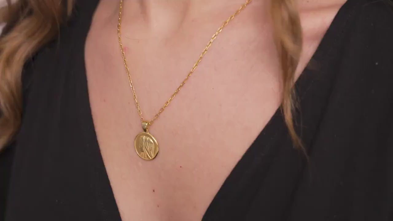 Sterling Silver Virgin Mary Coin Necklace, Gold Vermeil Christian Jewelry