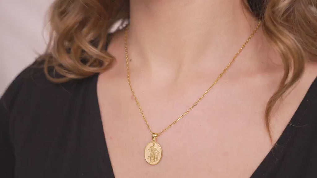 Resurrection Jesus Necklace, Gold Vermeil Religious Christian Pendant