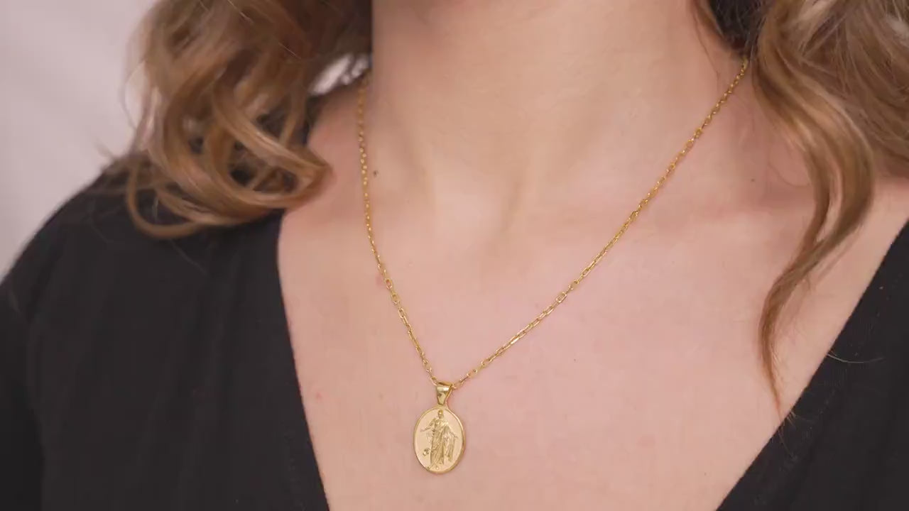 Resurrection Jesus Necklace, Gold Vermeil Religious Christian Pendant