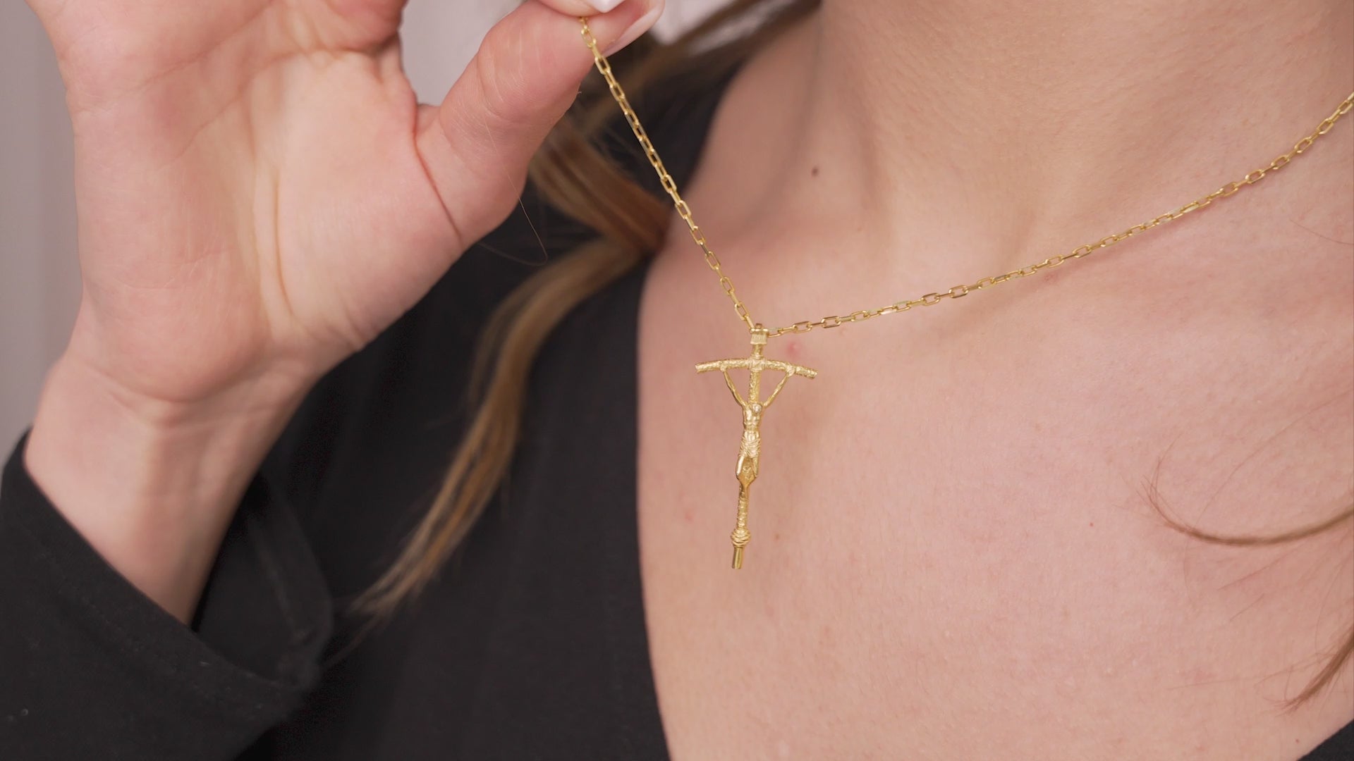 Crucifix Pendant Necklace in Sterling Silver or Gold