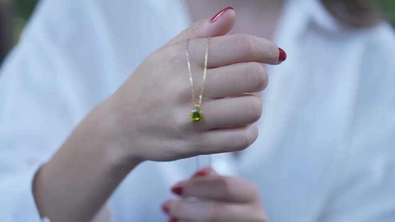 Peridot Pendant Necklace: 14K Gold or Sterling Silver August Birthstone