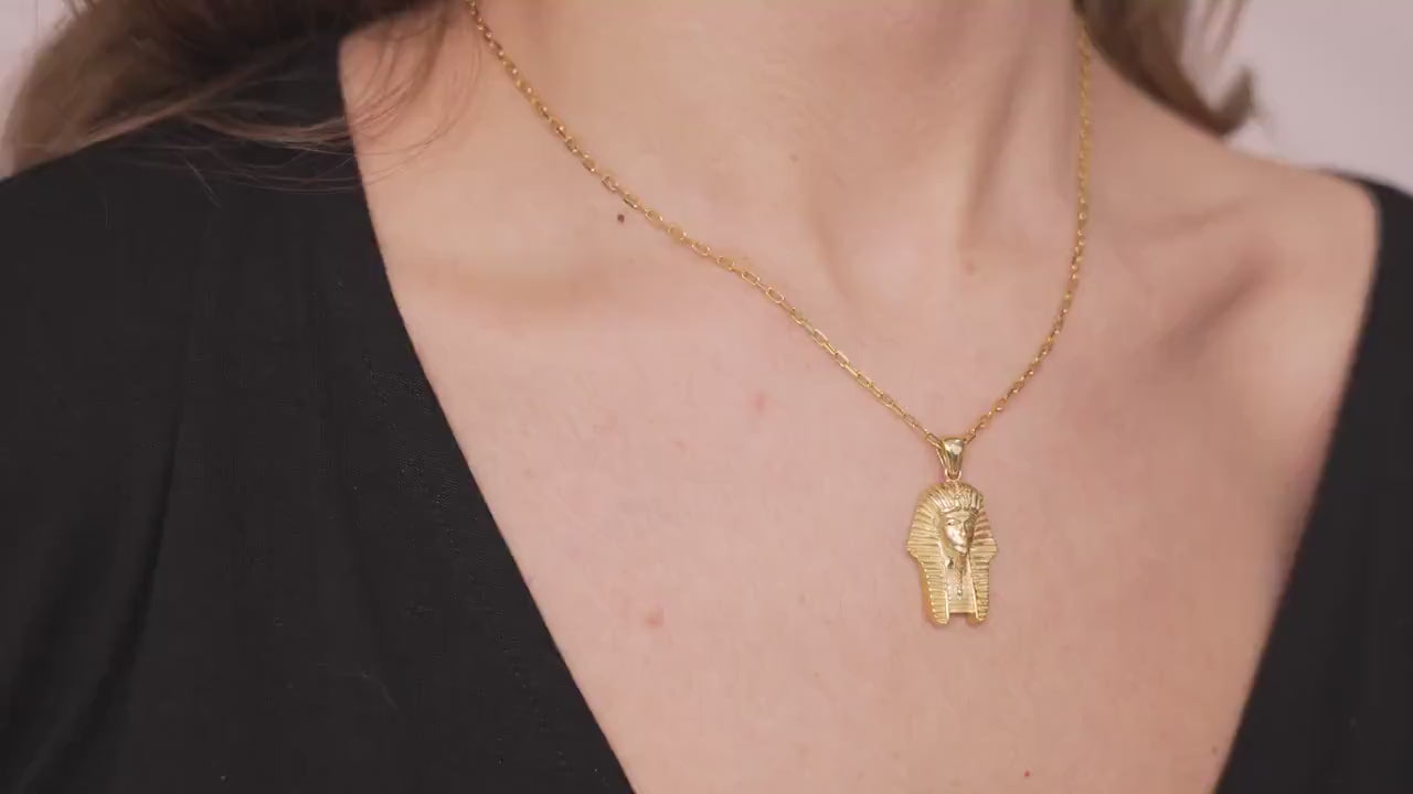 Gold Vermeil Tutankhamun Necklace, Sterling Silver Egyptian Jewelry