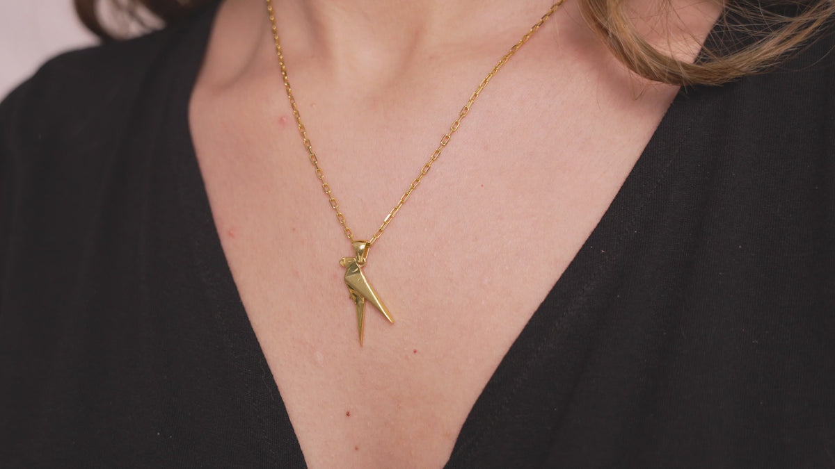 Origami Parrot Necklace in Yellow Gold Vermeil