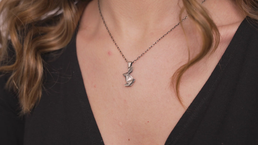 Origami Rabbit Necklace in Sterling Silver or Gold