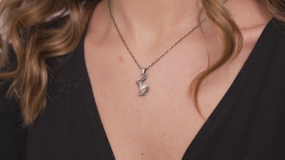 Origami Rabbit Necklace in Sterling Silver or Gold
