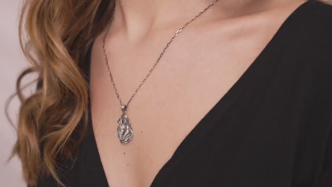 Gold Vermeil Sterling Silver Anubis Necklace, Egyptian Mythology, Gothic Jewelry