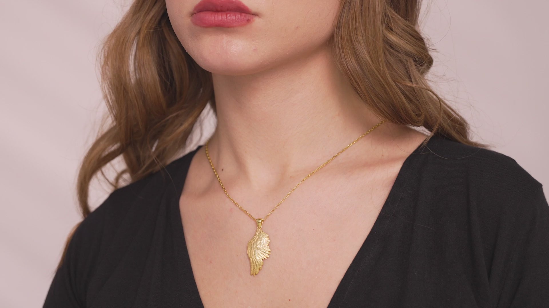 Angel Wing Necklace in Sterling Silver or Gold