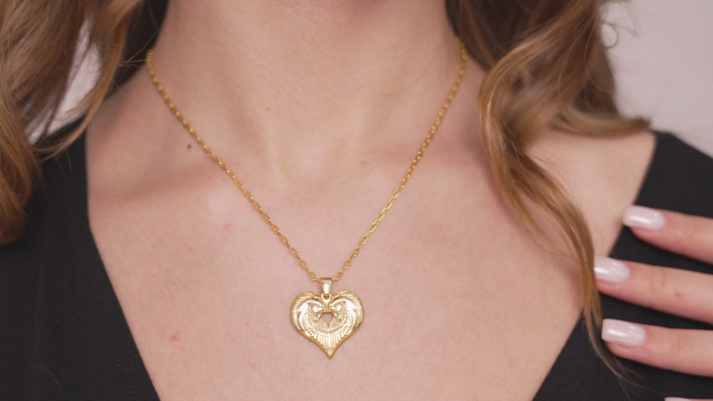 Horse Couple Heart Necklace in Silver or Gold