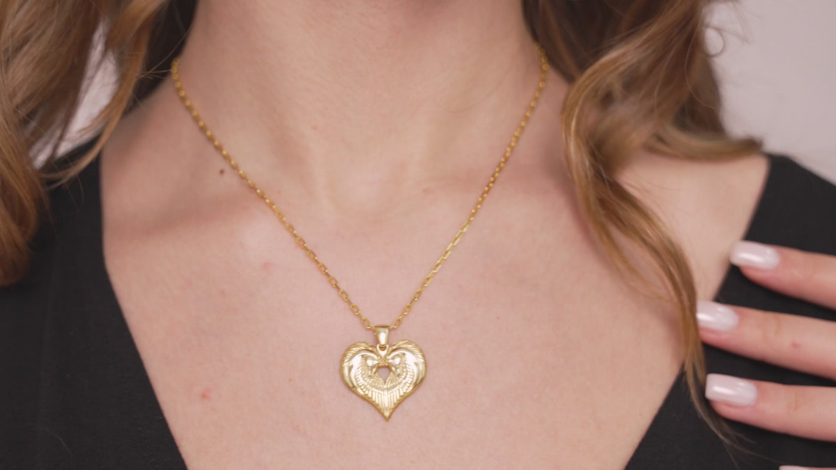 Horse Couple Heart Necklace in Silver or Gold