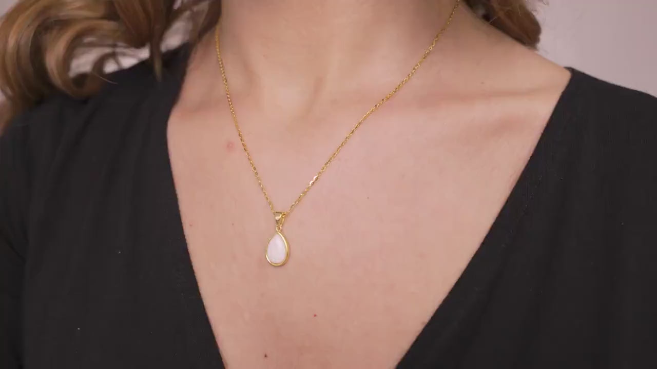 Teardrop Opal Birthstone Necklace in Sterling Silver - EternityPieces