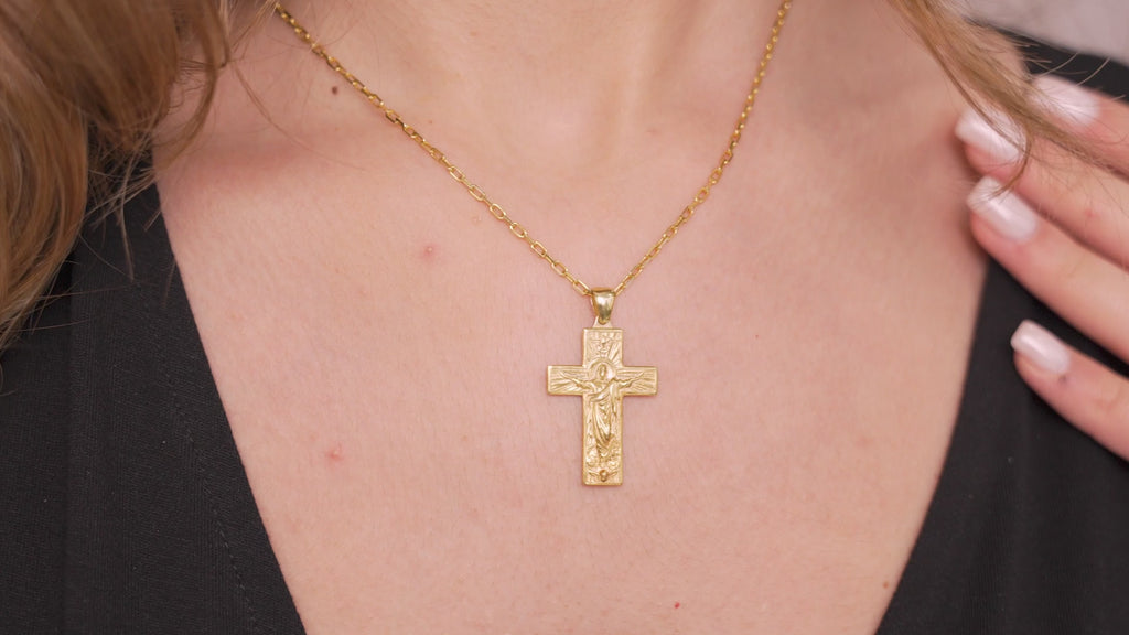 Resurrection Cross Necklace in Sterling Silver or Gold