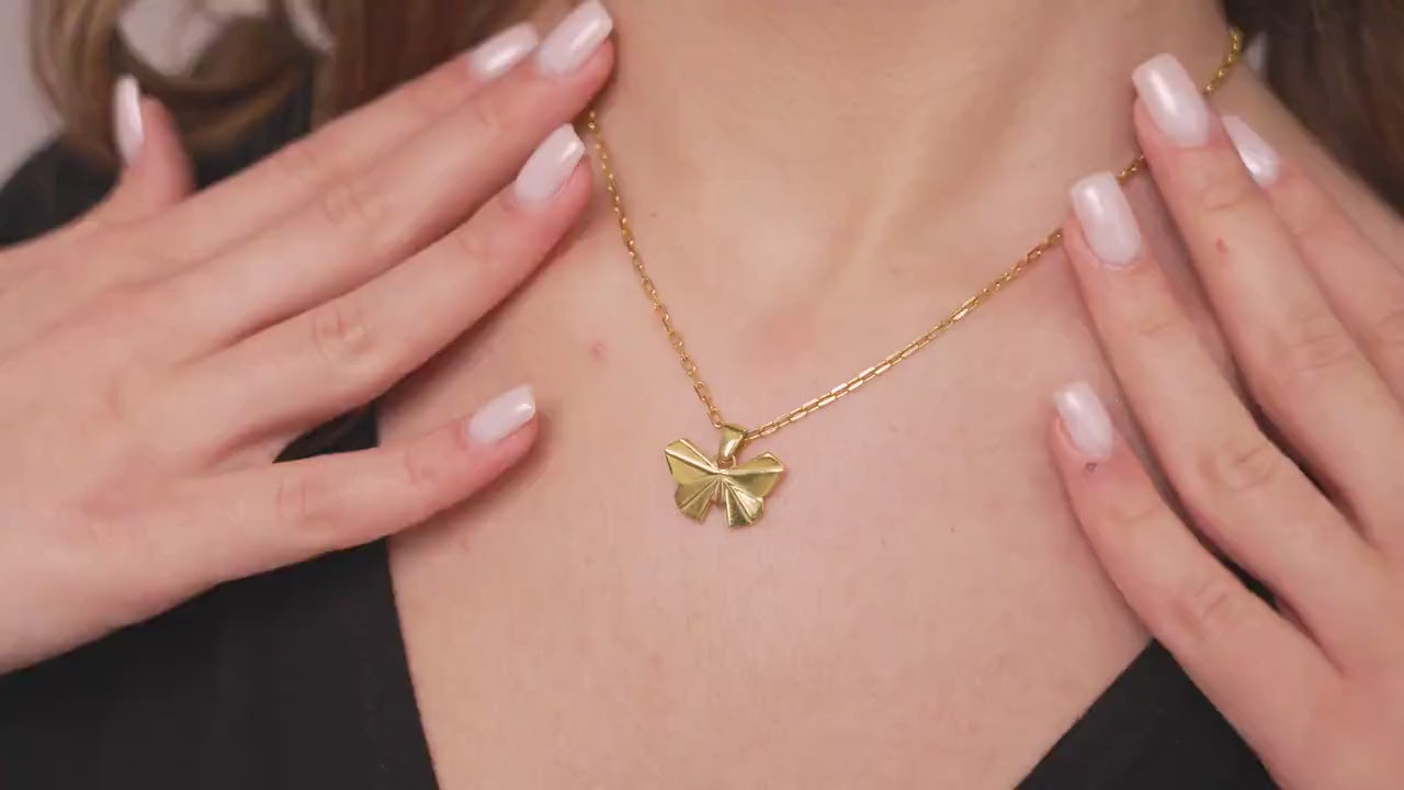 Gold Vermeil Butterfly Pendant Necklace, Nature Inspired Jewelry