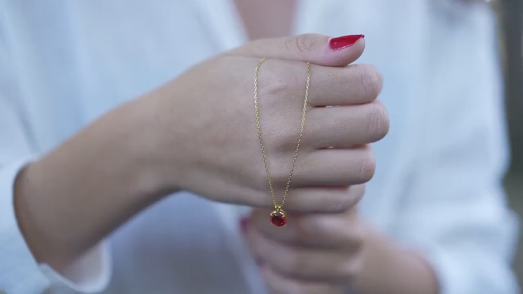 14K Rose Gold Garnet Necklace: January Birthstone Pendant