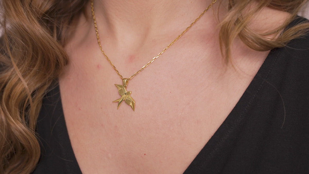Origami Swallow Necklace in Gold Vermeil or Silver