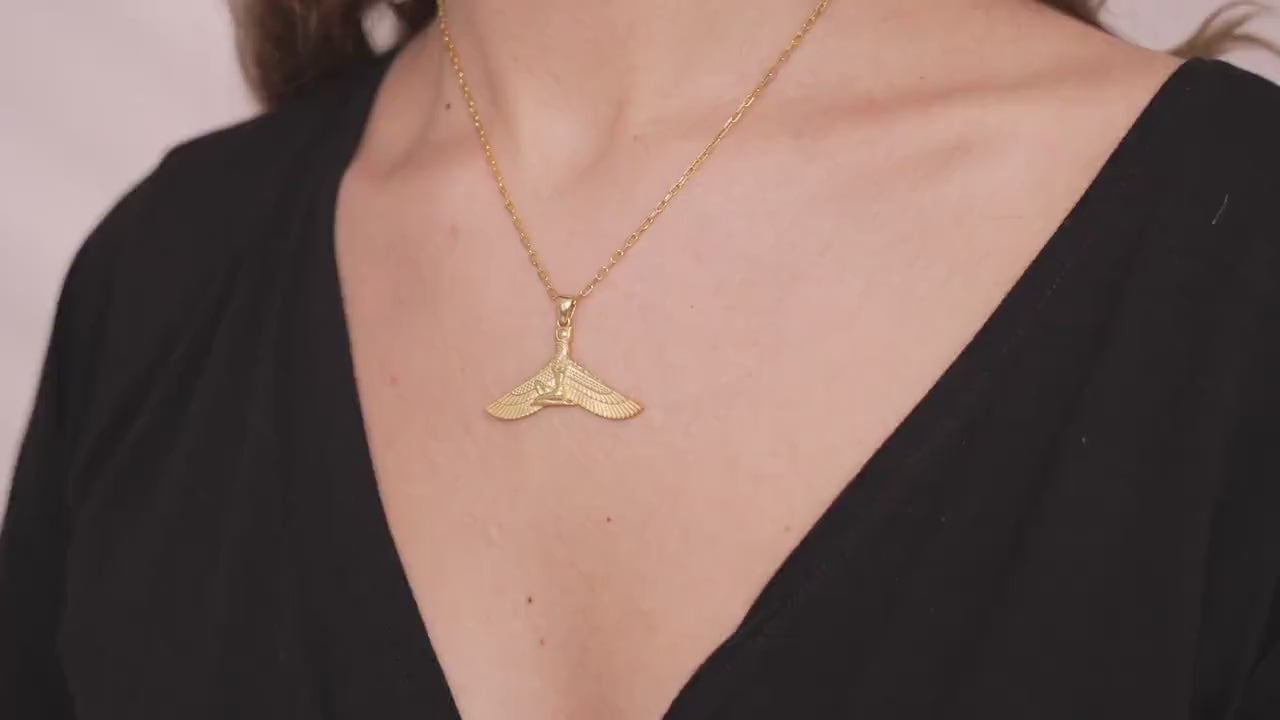 Gold Vermeil Sterling Silver Egyptian Isis Pendant Necklace