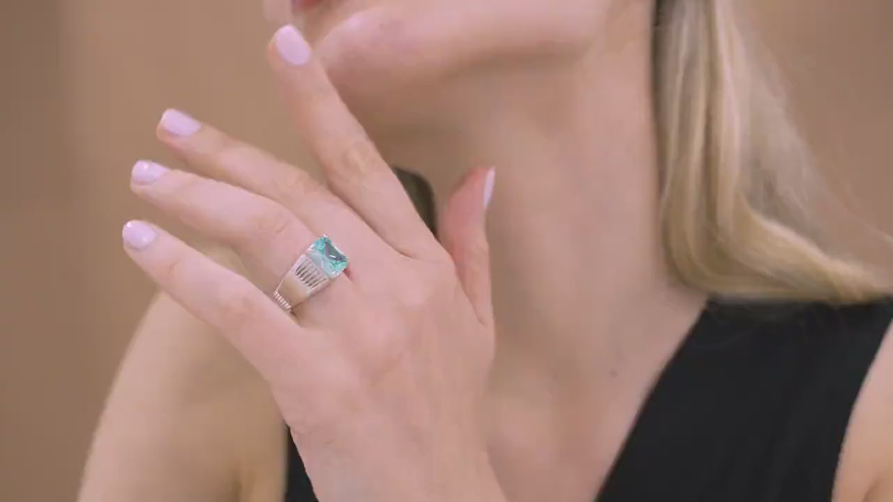 Handmade Sterling Silver Solitaire Ring, Personalized Radiant Cut Gemstone