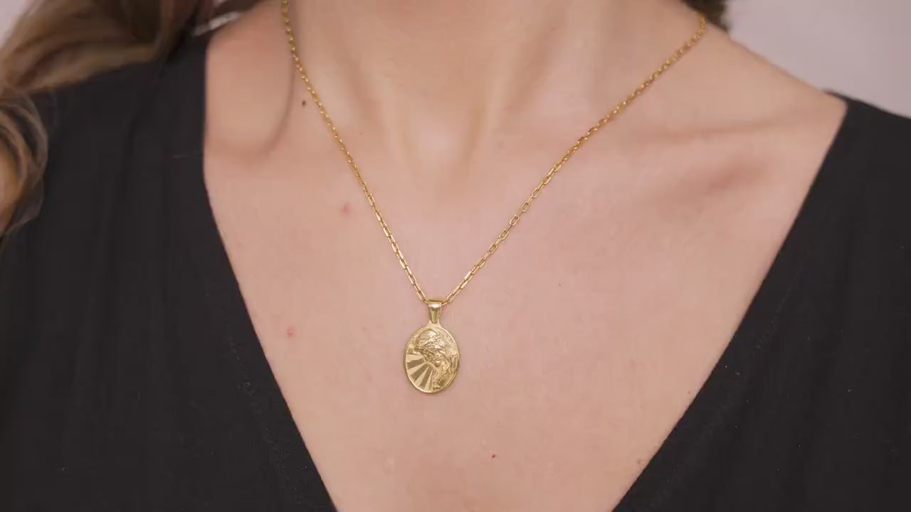 Resurrection of Jesus Necklace, Gold Vermeil Religious Pendant, Christian Gift