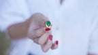 Green Agate Oval Cut Bezel Ring in 14K Gold