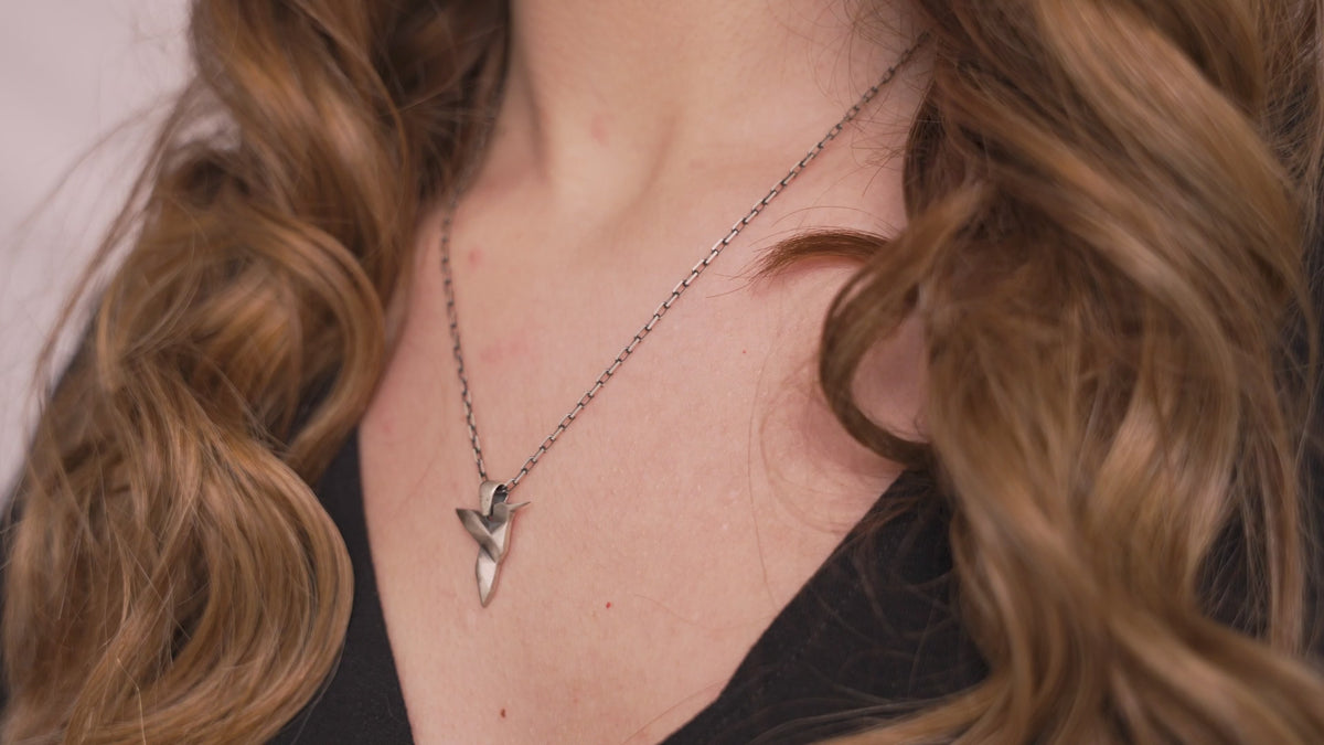 Origami Hummingbird Pendant Necklace in Gold Vermeil