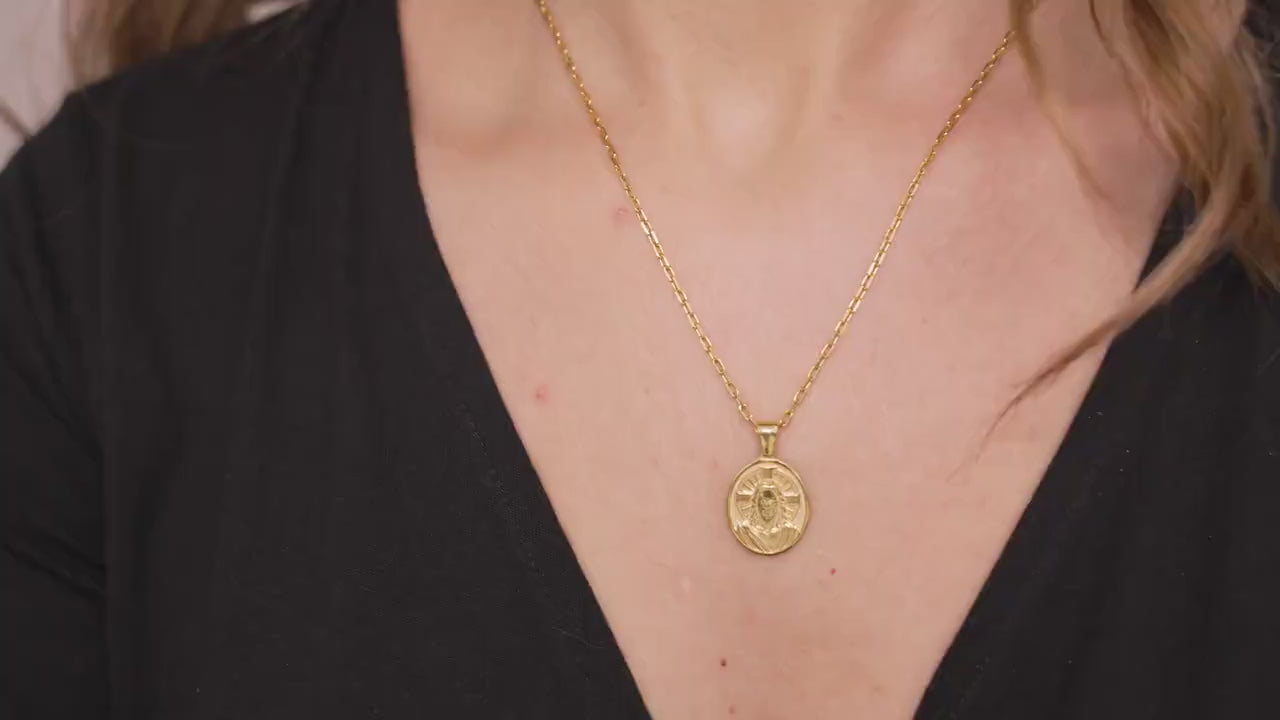 Radiant Jesus Pendant Necklace, Gold Vermeil Christian Jewelry, Religious Gift