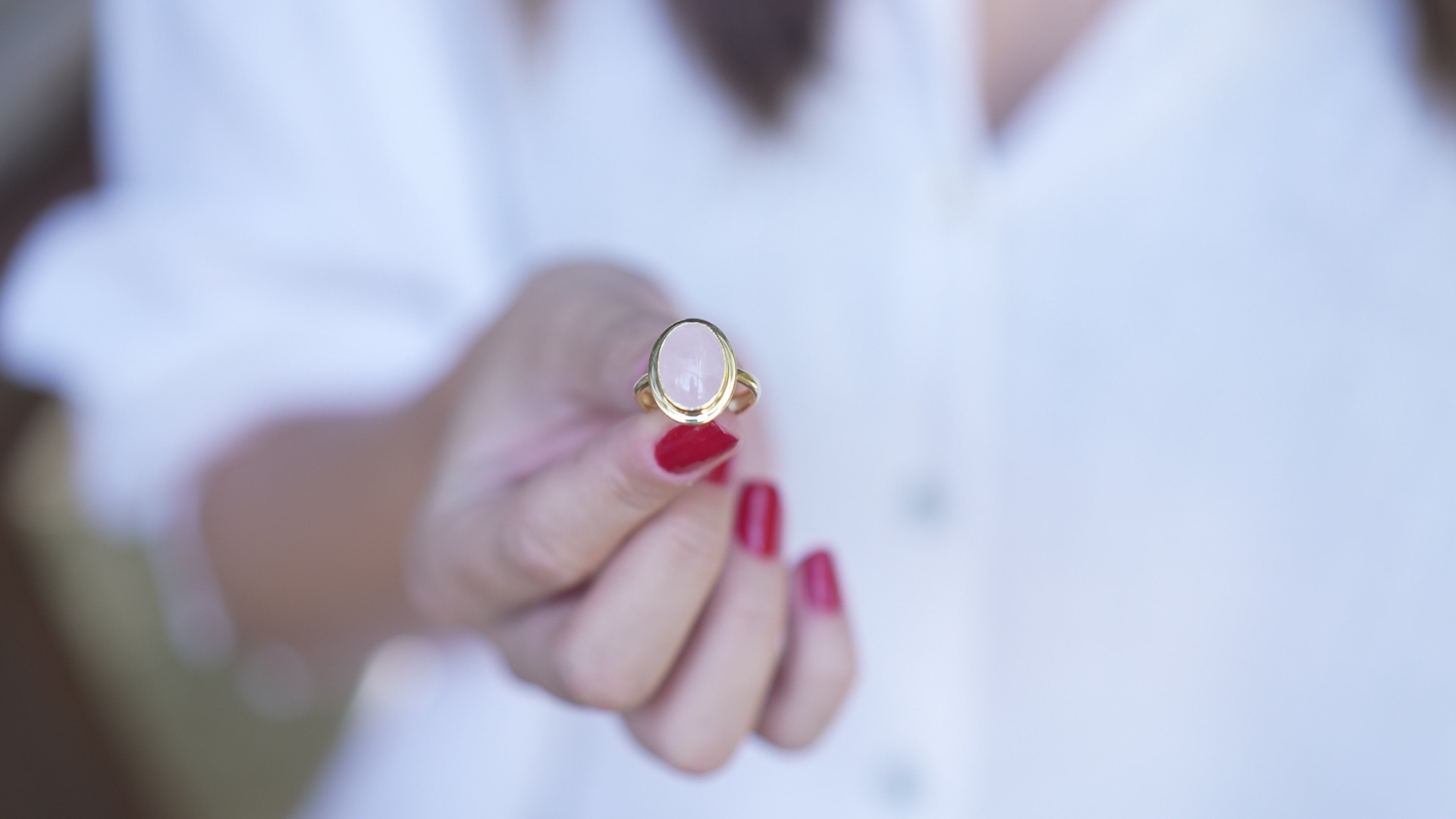 Rose Quartz Bezel Set Cocktail Ring in Sterling Silver