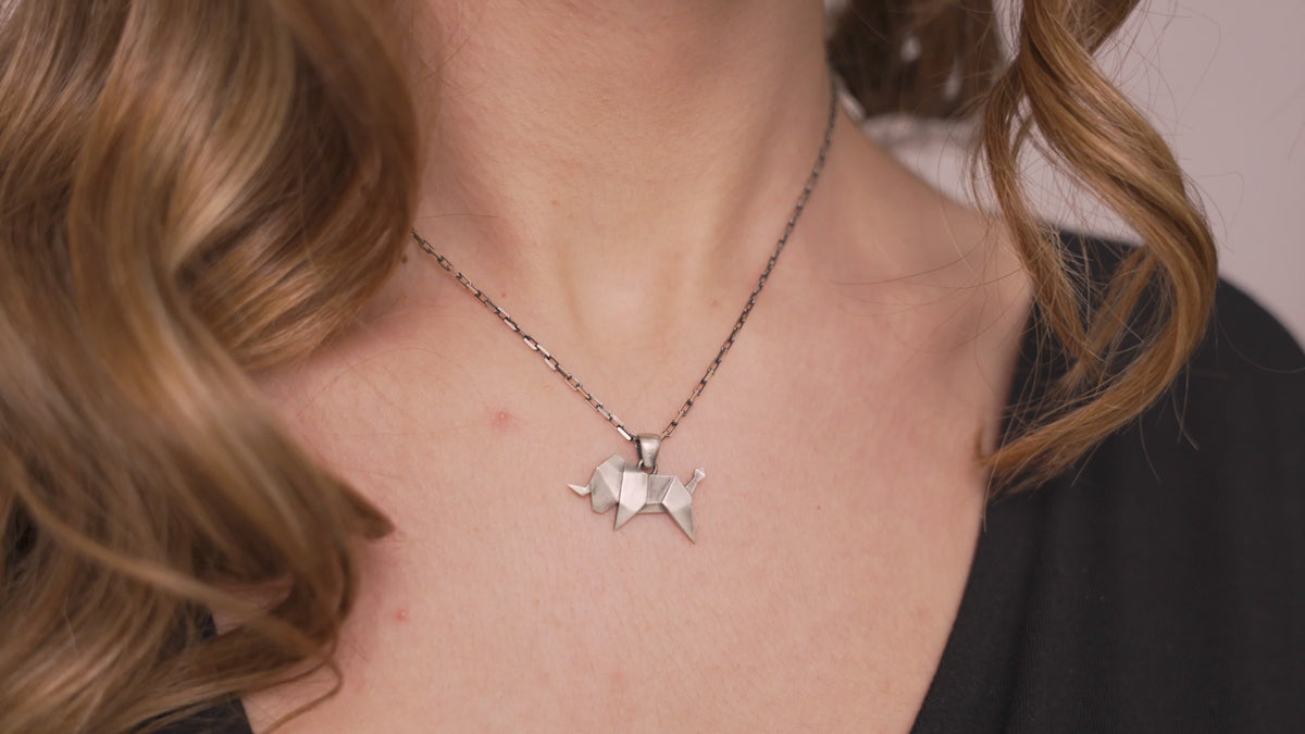 Origami Taurus Bull Necklace in Gold Vermeil