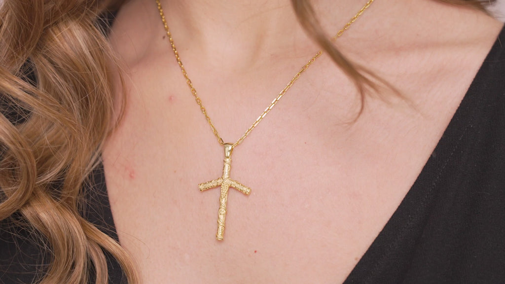 Grapevine Cross Pendant Necklace in Sterling Silver