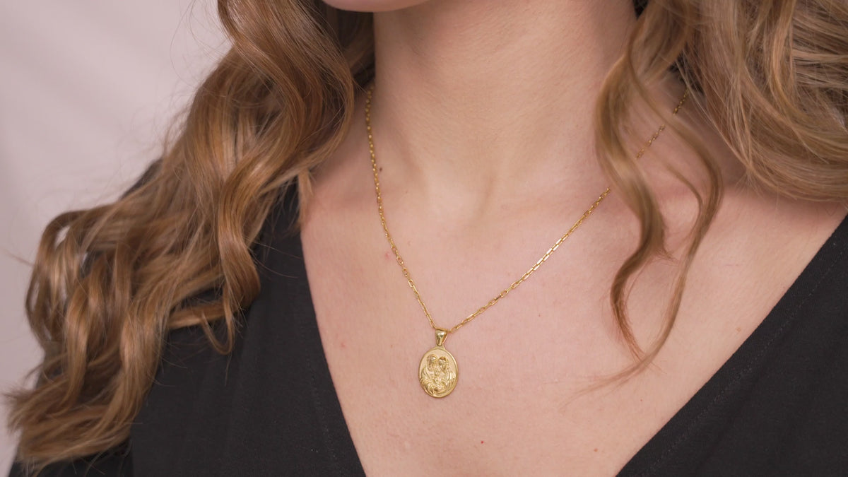 Holy Family Pendant Necklace in Sterling Silver or Gold