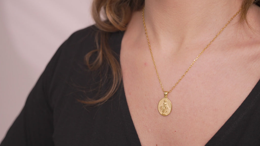 Miraculous Medal Necklace in Sterling Silver or Gold