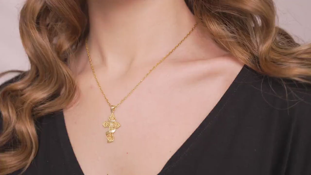 Gold Vermeil Cross Necklace, Only God Can Judge Me Christian Jewelry, Religious gift