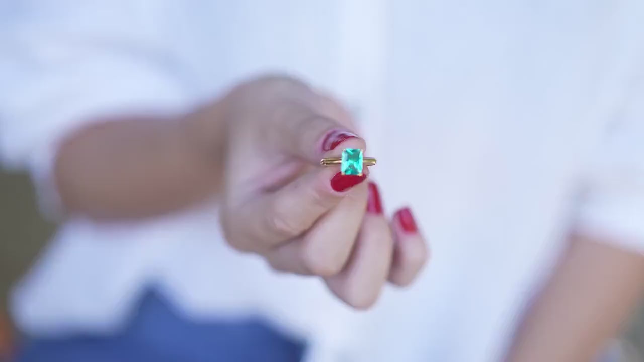 Radiant Cut Paraiba Tourmaline Ring, 14K Rose Gold Vermeil