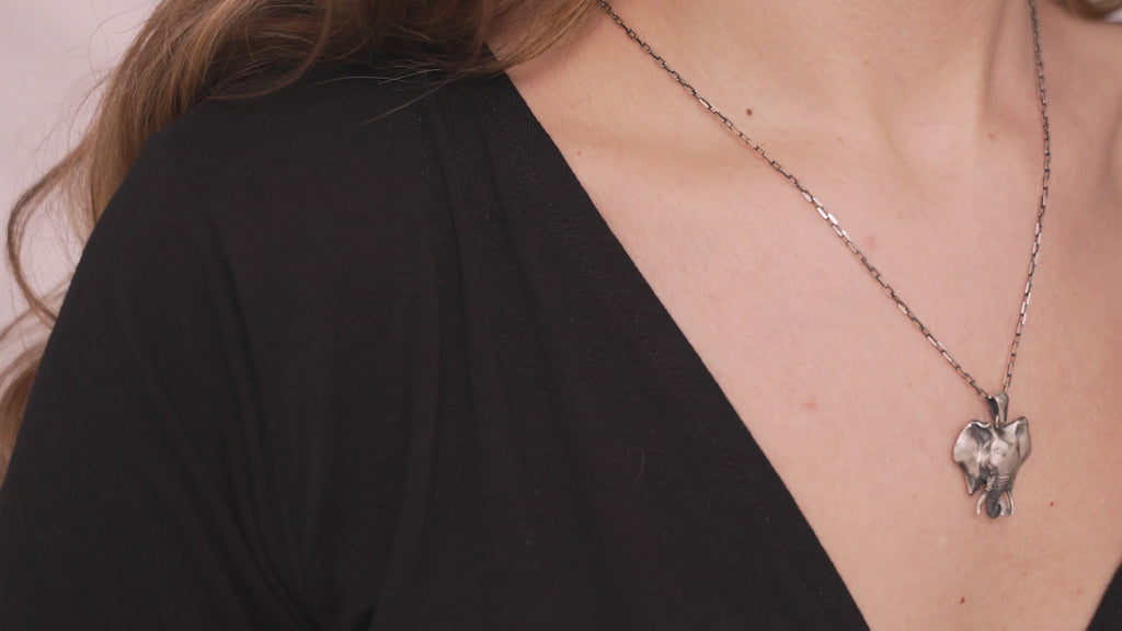 Elephant Head Necklace in Sterling Silver or Gold