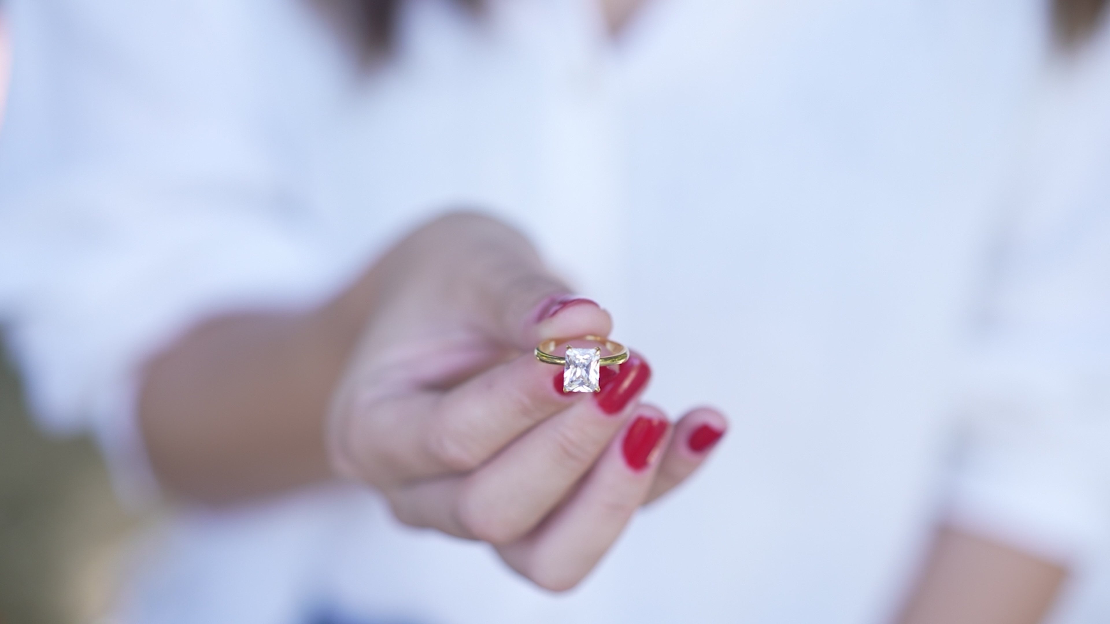 Cubic Zirconia Radiant Cut Dainty Ring in Silver or Gold