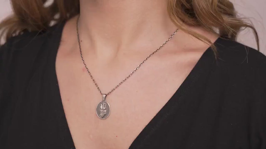 Sacred Heart Jesus Necklace, Gold Vermeil, Sterling Silver Confirmation Gift
