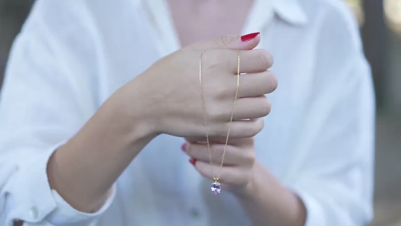 Oval Alexandrite Necklace, Rose Gold Vermeil, June Birthstone