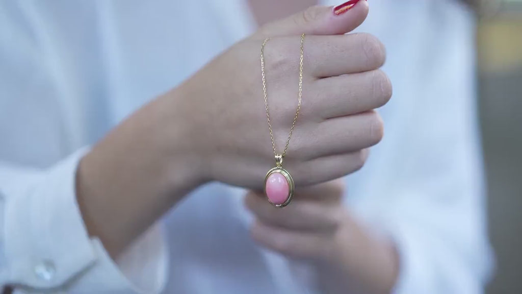 Pink Coral Necklace: 14K Gold Bohemian Pendant