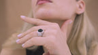 Custom Cabochon Gemstone Signet Ring in Sterling Silver
