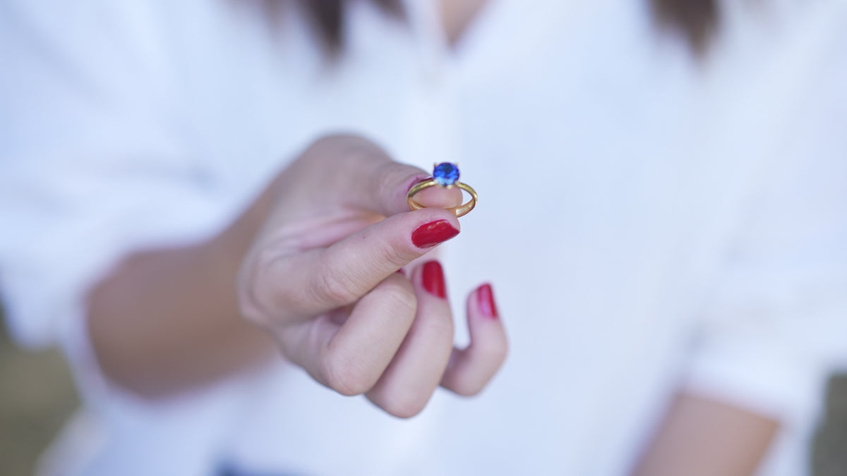 Round Cut Sapphire Birthstone Ring in Sterling Silver