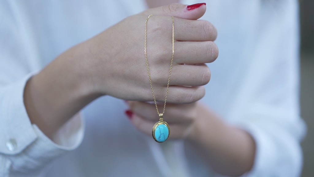 Dainty Turquoise Pendant Necklace in Gold Vermeil