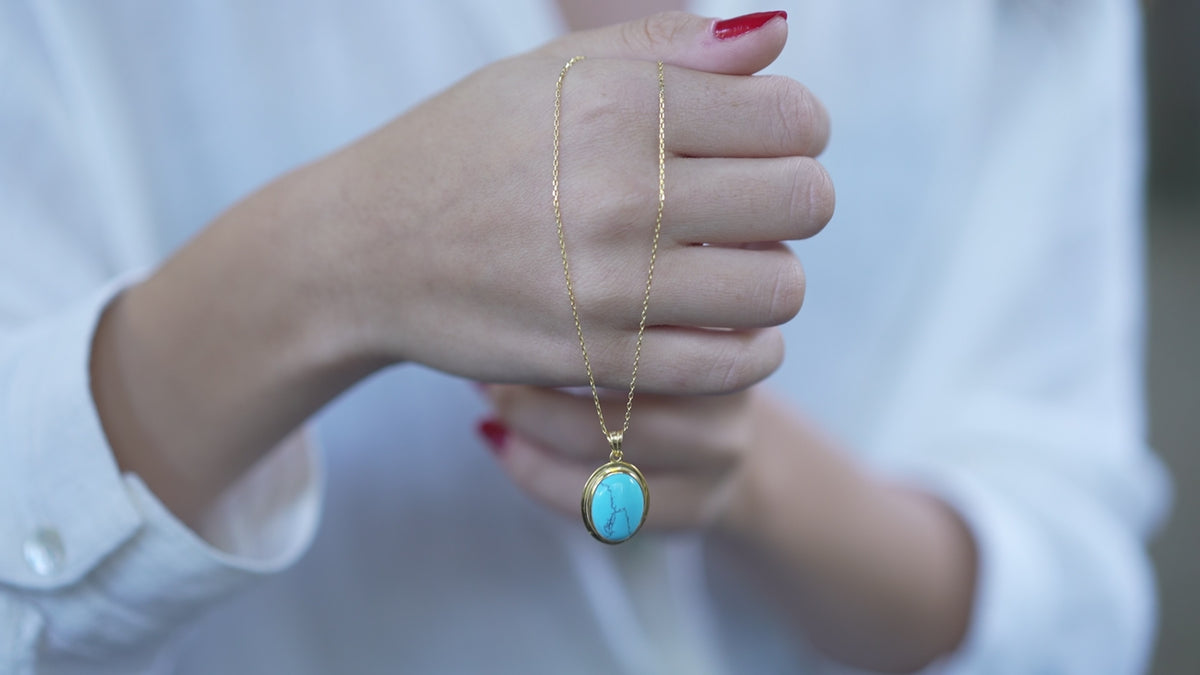Dainty Turquoise Pendant Necklace in Gold Vermeil