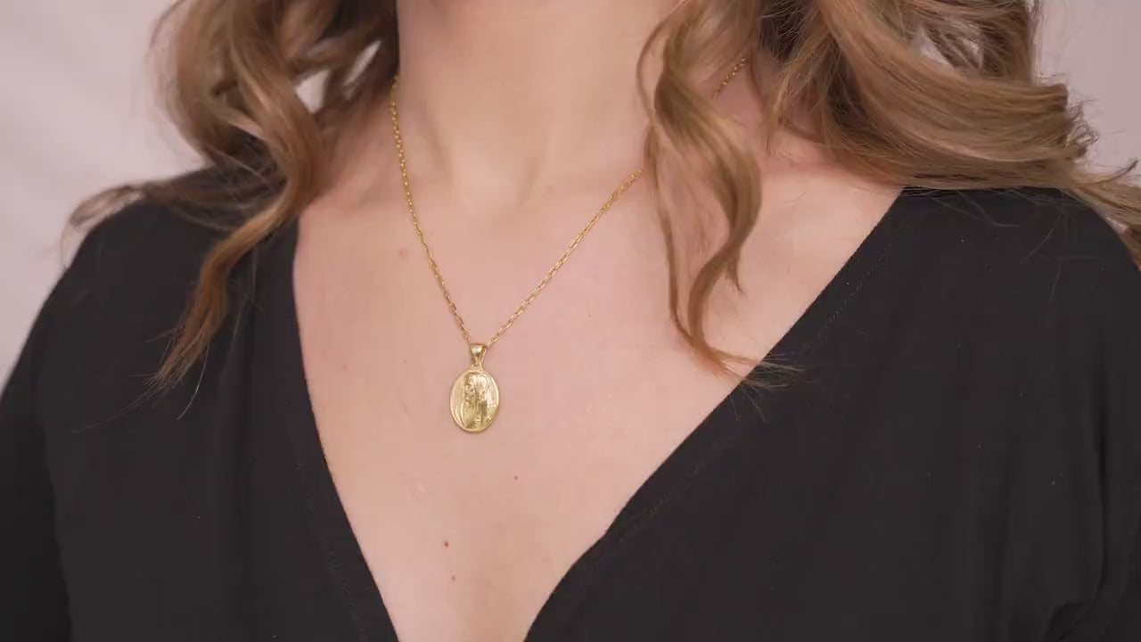 Good Shepherd Jesus Pendant Necklace, Gold Vermeil Religious Gift
