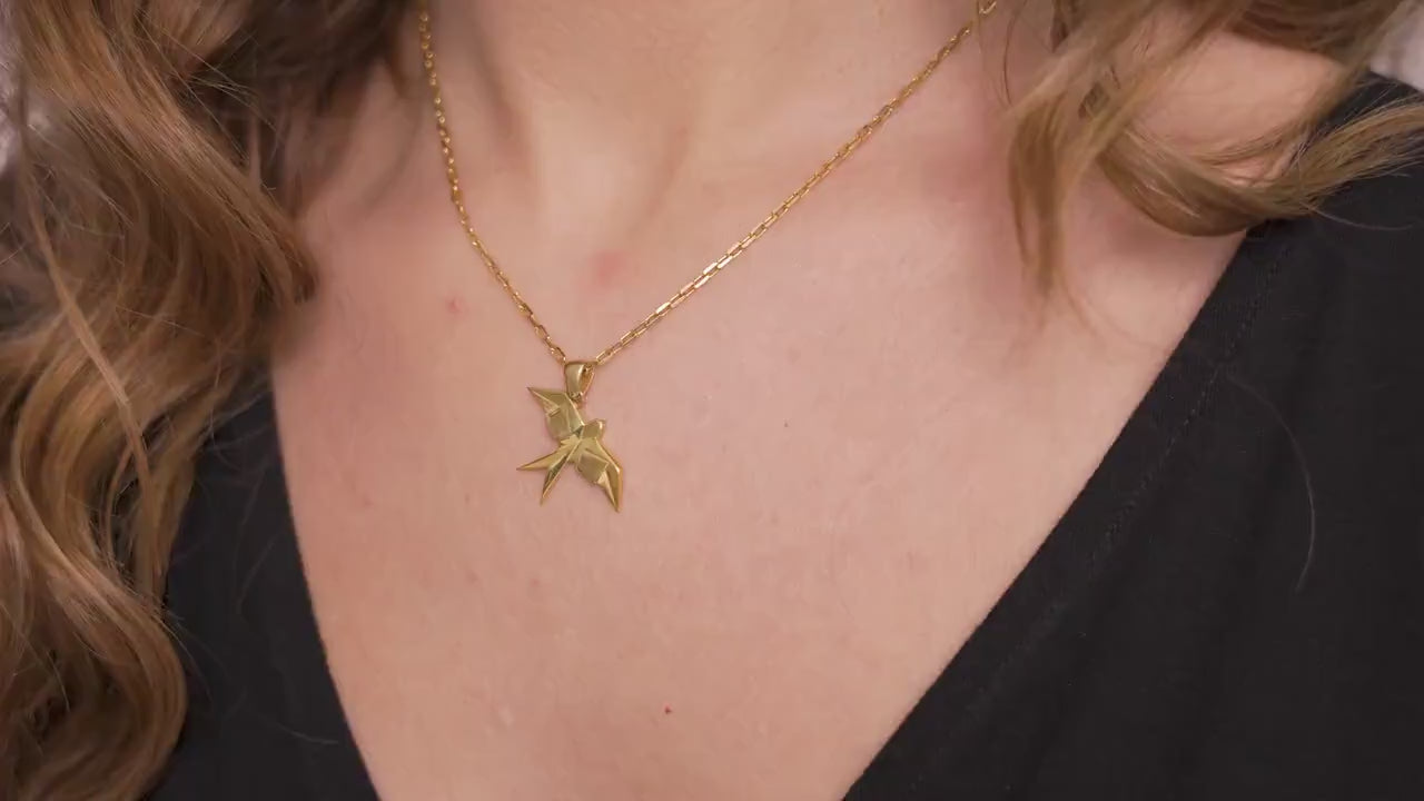 Sterling Silver Swallow Necklace, Gold Vermeil Bird Pendant, Spiritual Jewelry