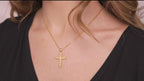 Flower Cross Necklace in Sterling Silver or 14K Gold