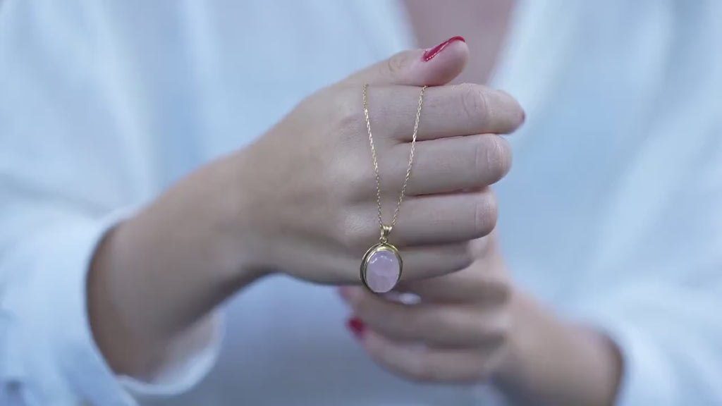Rose Quartz Necklace, 14K Gold or Sterling Silver, Gemstone Pendant
