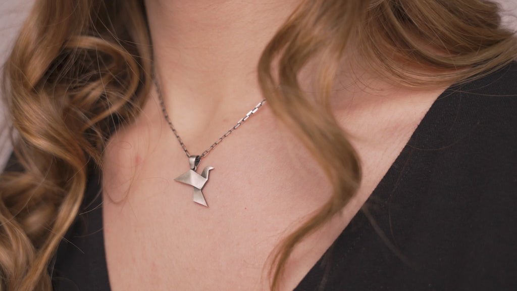 Origami Dove Pendant Necklace in Yellow Gold Vermeil